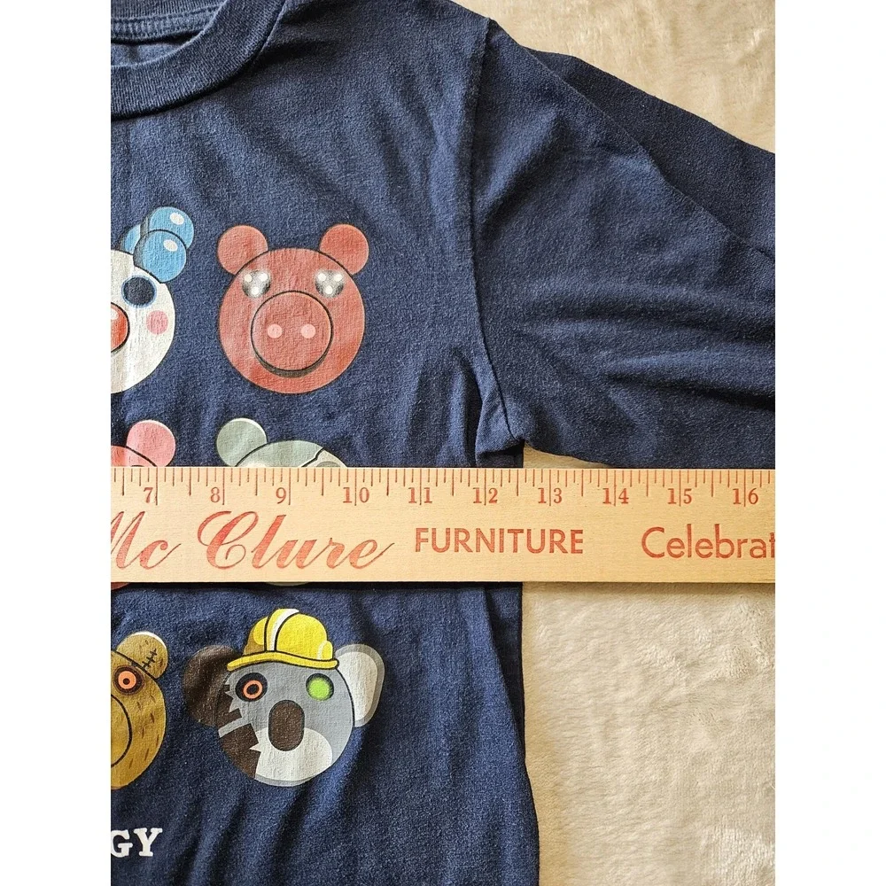 Roblox Piggy Long‎ Sleeve T Shirt Navy Blue Youth Kids Small Game Pig Characters